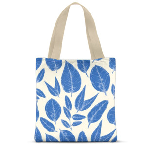 Tas Tote Fullprint Blue Leaves