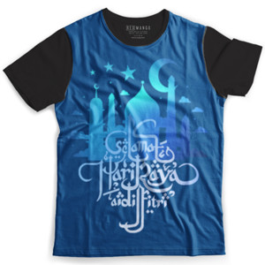 Kaos Fullprint Kaos Lebaran Idul fitri Biru