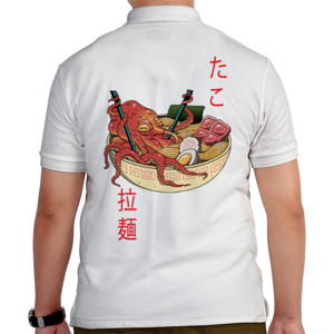Kaos Polo Japanese Art - Tako Ramen depan belakang