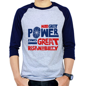Kaos Raglan With Great Power Comes Great Responsibility