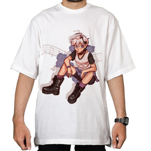 Kaos Oversize V flower anime t-shirt