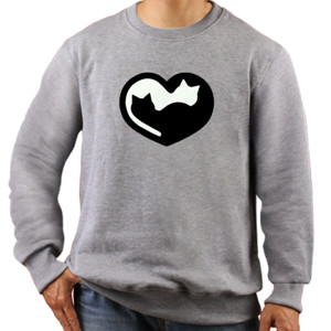 Jaket Sweater kaos pecinta kucing love cat logo black and white