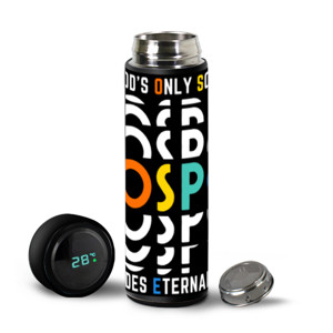 Tumbler G-R-A-C-E Botol Tubler LED Suhu (black, blue bg)