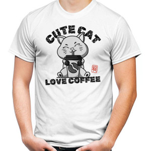 Kaos  CUTE CAT LOVE COFFEE keren