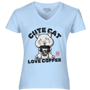 Kaos  CUTE CAT LOVE COFFEE keren