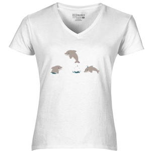 Kaos Dolphin - V-neck Wanita Co_mbro