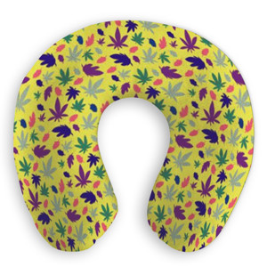 Bantal Leher Cannabis Yellow Background Pattern Vector