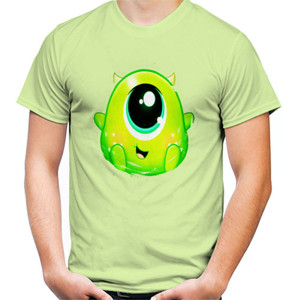 Kaos cute green one eye little monster