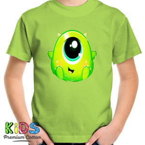 Kaos cute green one eye little monster