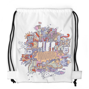 Tas Serut Fullprint Tas Serut Anti Riba Doodle Art