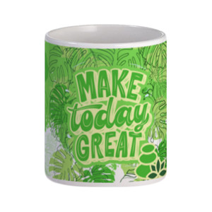 Mug Mug Putih Monstera - Make Today Great!