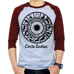 Kaos Raglan Kaos Ragian Motif Cricle Zodiac