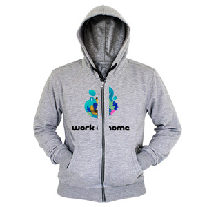 Hoodie Zipper Kaos Putih Lengan Pendek Work At Home