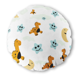 Bantal Bulat pola dinosaurus, bulan, dan bintang