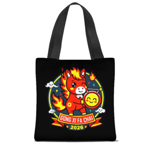 Tas Tote Fullprint Gong Xi Fa Chai 2026 – Fire Horse Lucky T-Shirt