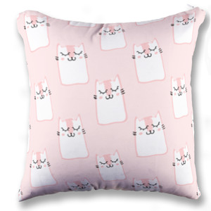 Bantal Bantal Sofa Kotak Pattern Pink Cute Sweet Fur Cats