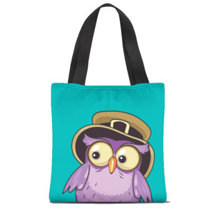 Tas Tote Fullprint Burung hantu ceria