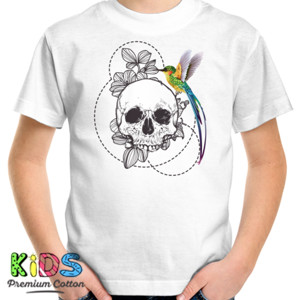 Kaos Burung Eksotis diatas tengkorak