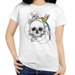 Kaos Burung Eksotis diatas tengkorak