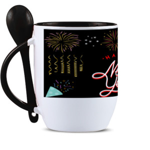 Mug Sendok Sendok Happy New Year Black - Customic47