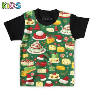 Kaos Anak Full-Print Kue natal pattern