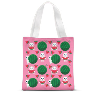 Tas Tote Fullprint Kitty Fruit - Watermelon