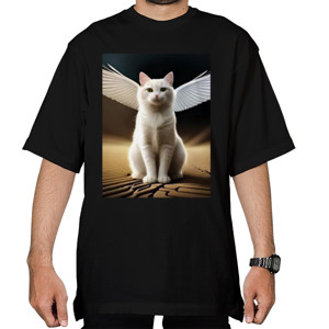 Kaos Oversize Kucing Putih Bersayap Lucu Menggemaskan Estetik