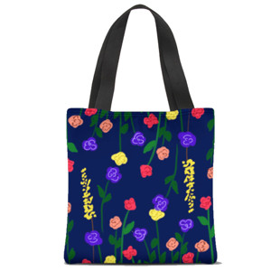 Tas Tote Fullprint Flower digital painted