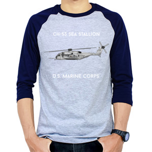 Kaos Raglan Hoodies CH-53 Sea Stallion USMC