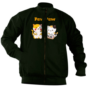 Jaket Bomber Kaos Tema Doodle Kawaii Kucing Lucu