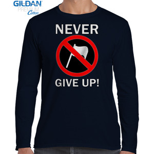 Kaos Never give up v-neck cewek merah