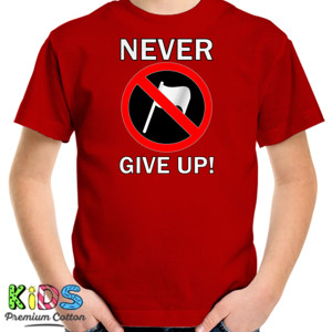 Kaos Never give up v-neck cewek merah