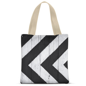 Tas Tote Fullprint Tote Bag Diagonal Black Stripes