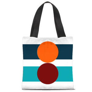 Tas Tote Fullprint Orange Brown Turquoise