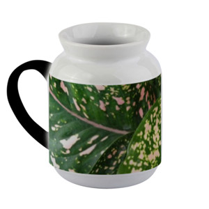 Mug Bunglon Tanaman Hijau Merah Muda