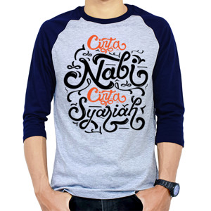 Kaos Raglan Kaos Cinta Nabi Cinta Rasul Lengan 3/4