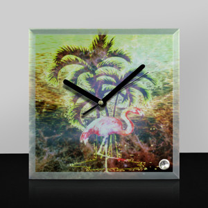 Jam Meja Flamingo With Palm Trees Desk Clock 