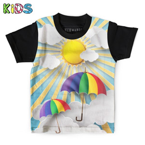 Kaos Anak Full-Print Baju Kaos Anak umbrella with sun