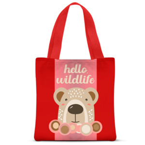 Tas Tote Fullprint Hello, Wildlife (dua sisi warna)