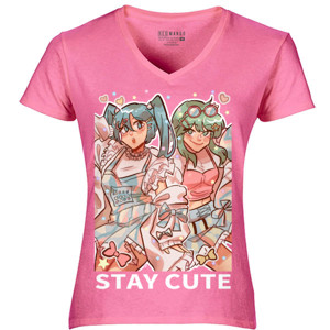 Kaos Stay cute Miku & Gumi pink t-shirt