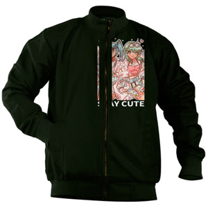 Jaket Bomber Stay cute Miku & Gumi pink t-shirt