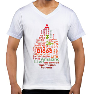 Kaos  v-neck typhograpy blood