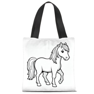 Tas Tote Fullprint Totebag coloring horse