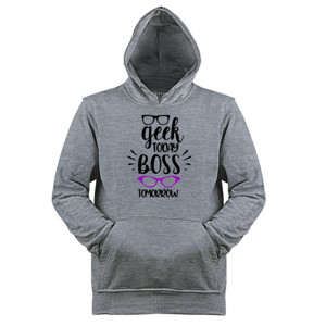 Jaket Hoodie Geek Today Boss Tomorrow ( funny nerd )