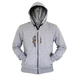 Hoodie Zipper Kaos Bunga Tengkorak