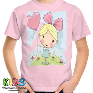 Kaos cute girl with baloon