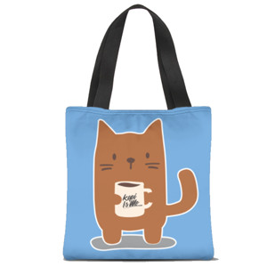Tas Tote Fullprint Coffee and Cat