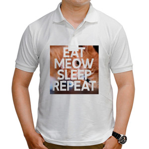 Kaos Polo Eat Meow Sleep Repeat