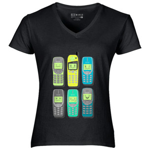 Kaos Vintage Mobile Phones Pattern