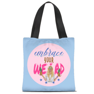 Tas Tote Fullprint Embrace Your Weird, 2 nanas (2 sisi 2 warna)